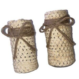 Bohemian Coastal Nautical Wicker Wrapped Vases Set of 2